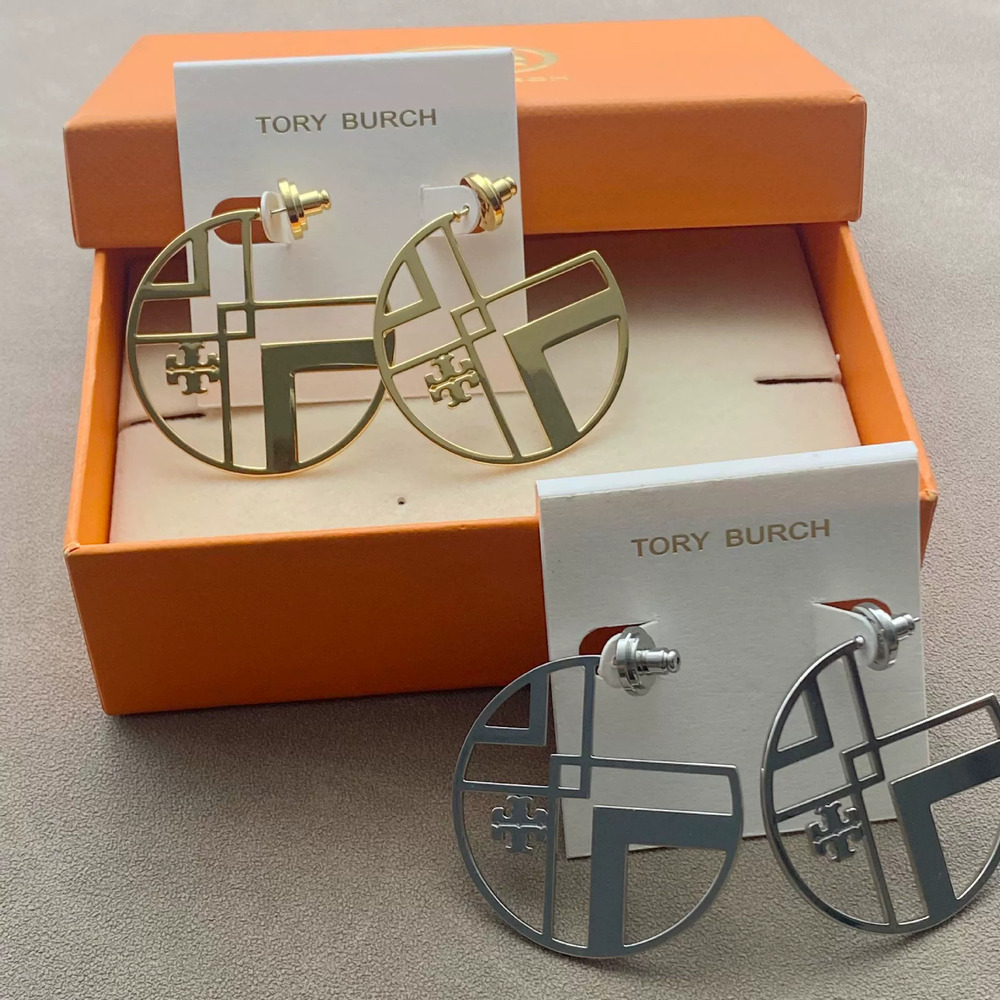 Tory Burch Trendy Gold Hollow Earrings
